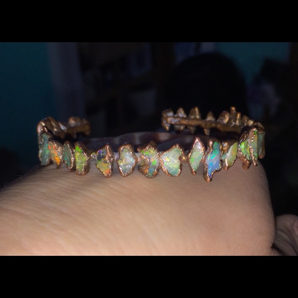 Ethiopian Rainbow Opal freeform cuff bracelet OS - Picture 2 of 4